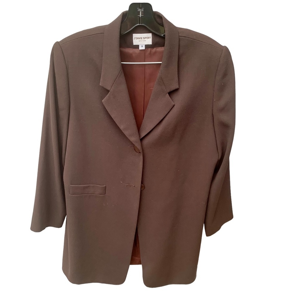J’envie Sport 2PC New York Brown Wool Business Blazer Size 8 - Picture 7 of 8